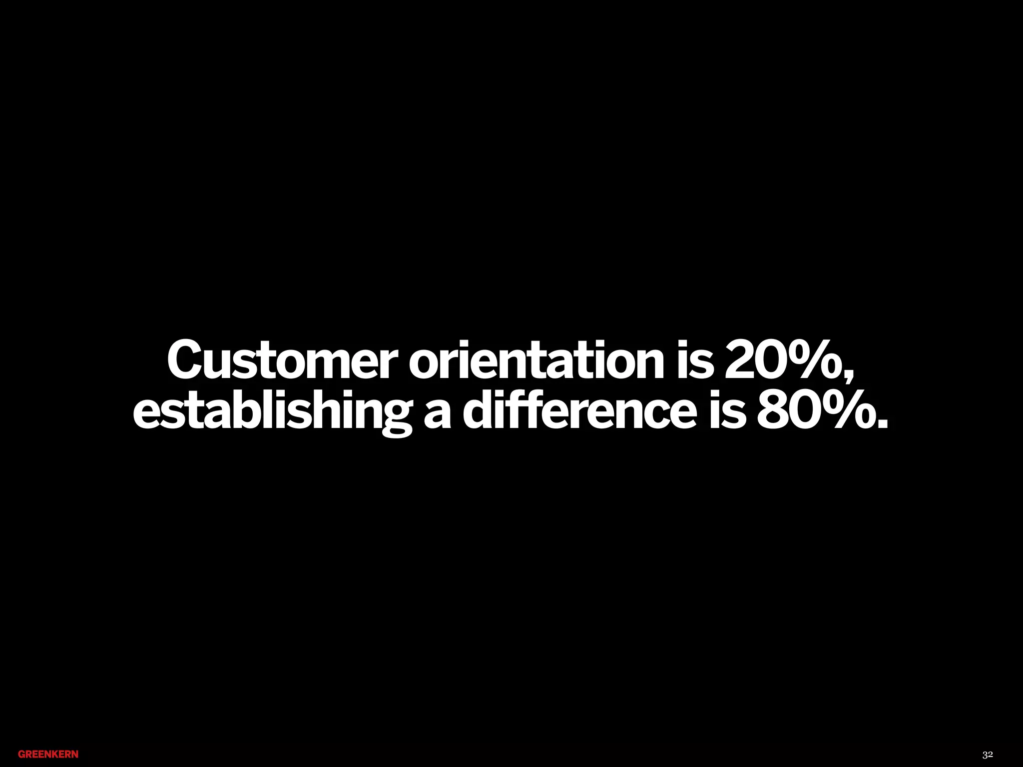Customer orientation is 20%,
establishing a difference is 80%.

32

 