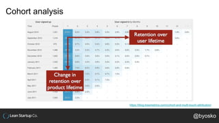 Cohort analysis
https://blog.kissmetrics.com/cohort-and-multi-touch-attribution/
@byosko
 