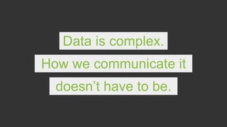 Data is complex.
How we communicate it
doesn’t have to be.
 
