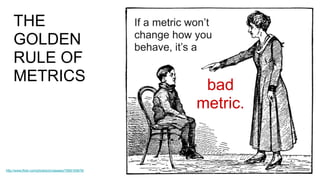 If a metric won’t
change how you
behave, it’s a
bad
metric.
THE
GOLDEN
RULE OF
METRICS
http://www.flickr.com/photos/circas...
