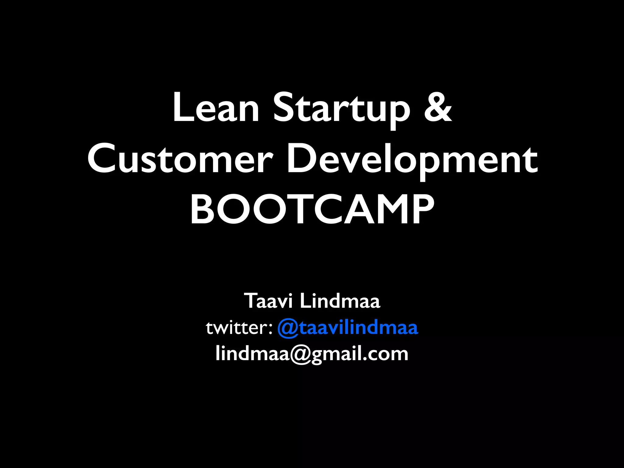 Lean startup & customer development with Javelin experiment board PPT