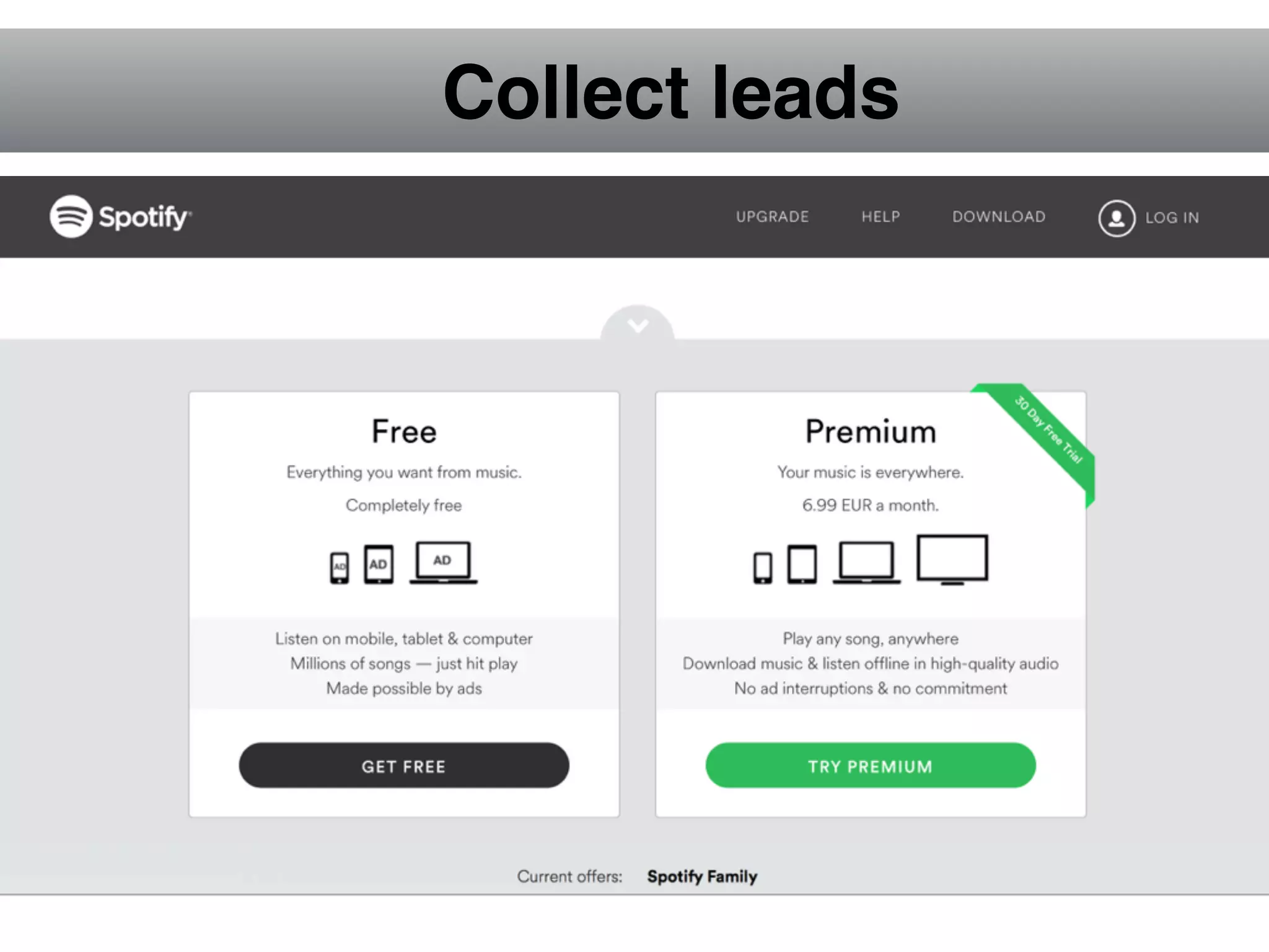 Collect leads
 
