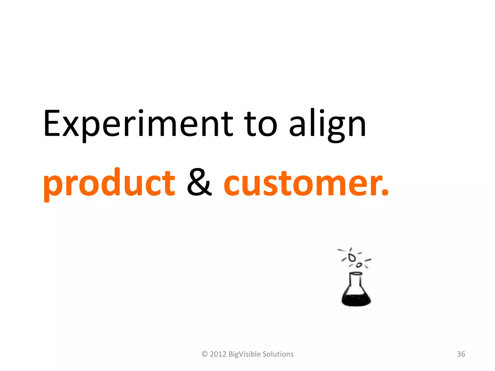 Experiment to align
product & customer.


        © 2012 BigVisible Solutions   36
 