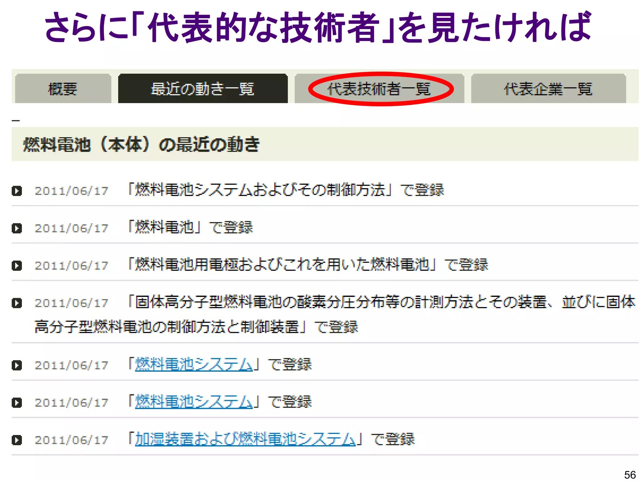 さらに「代表的な技術者」を見たければ




                     56
 