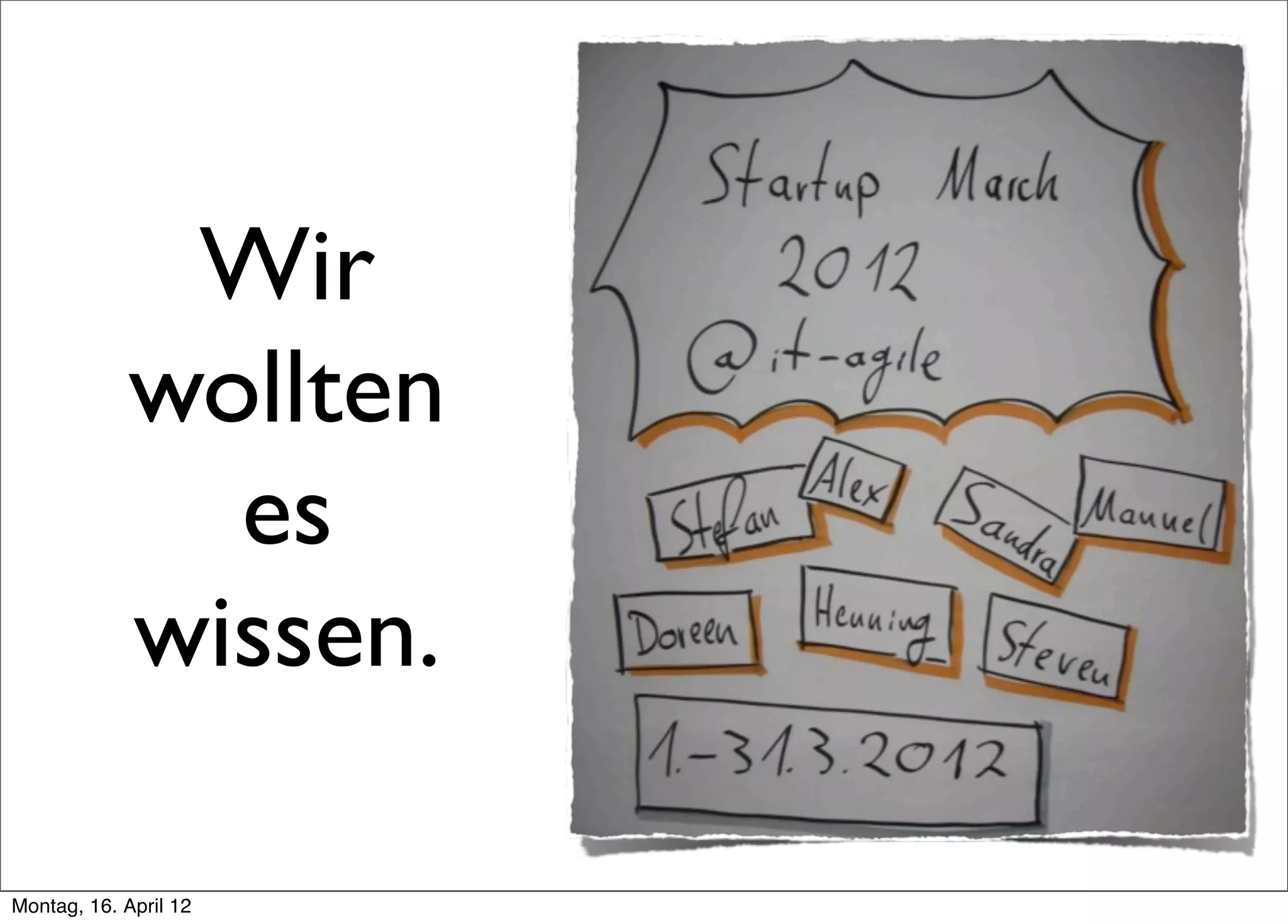Wir
             wollten
               es
             wissen.

Montag, 16. April 12
 