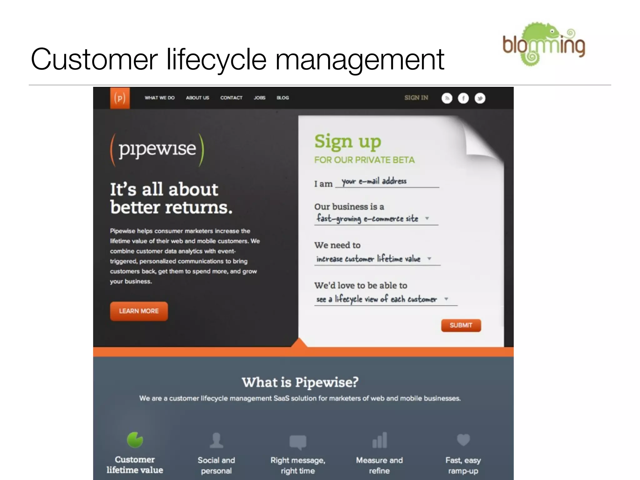 Customer lifecycle management
 