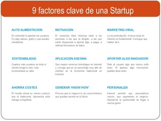 9 factores clave de una Startup
exitosa
 