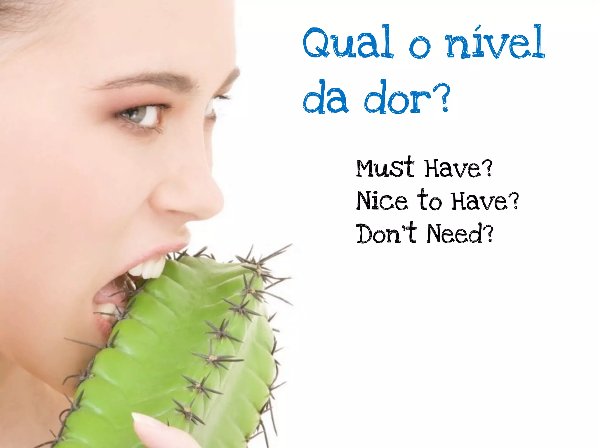 Qual o nível
da dor?
  Must Have?
  Nice to Have?
  Don’t Need?
 