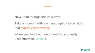 ACTIVITY
Choose 1 assumption and rewrite it as a prediction:
“If I do X, then Y will happen.”
 