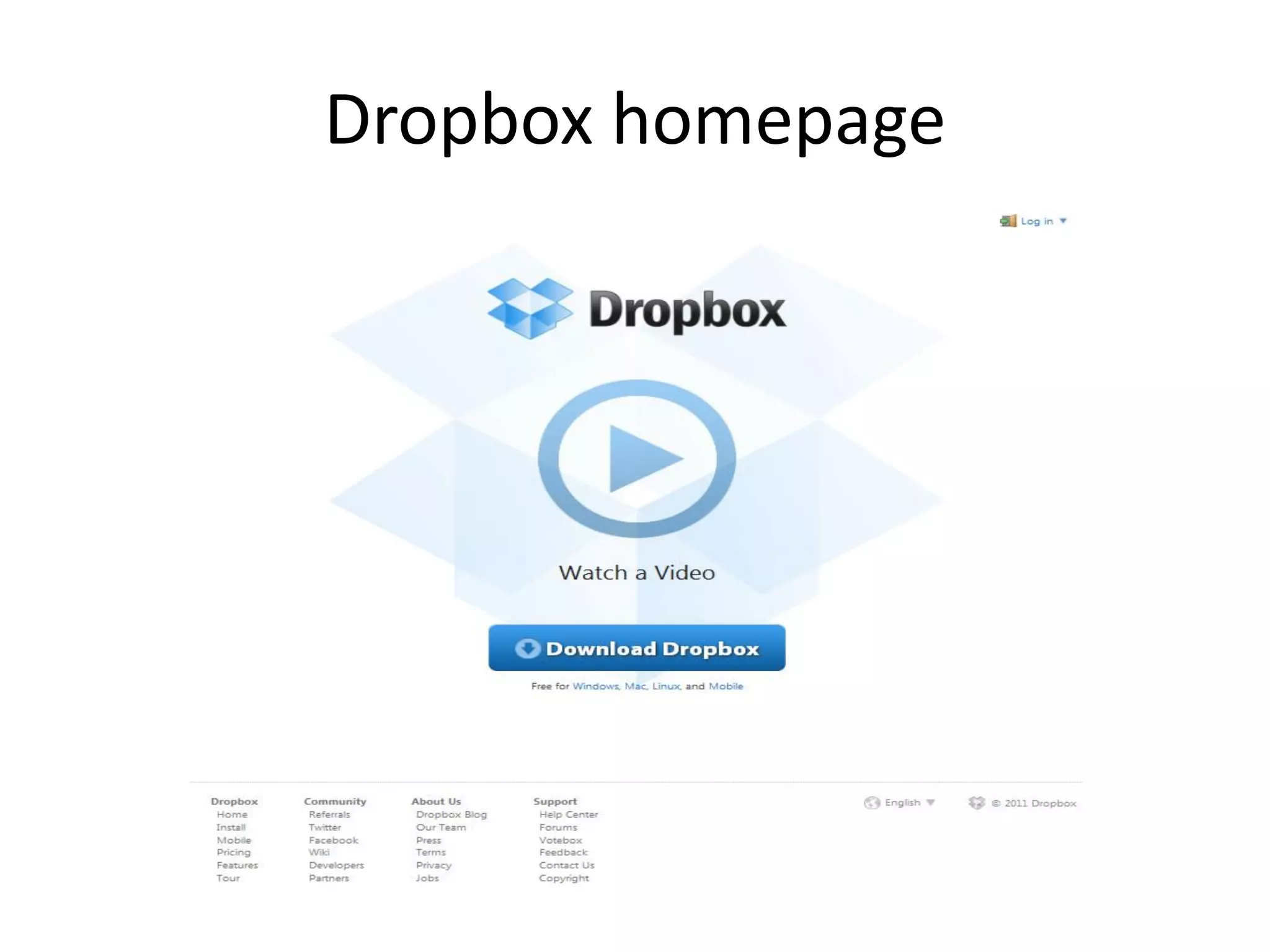 Dropbox homepage
 