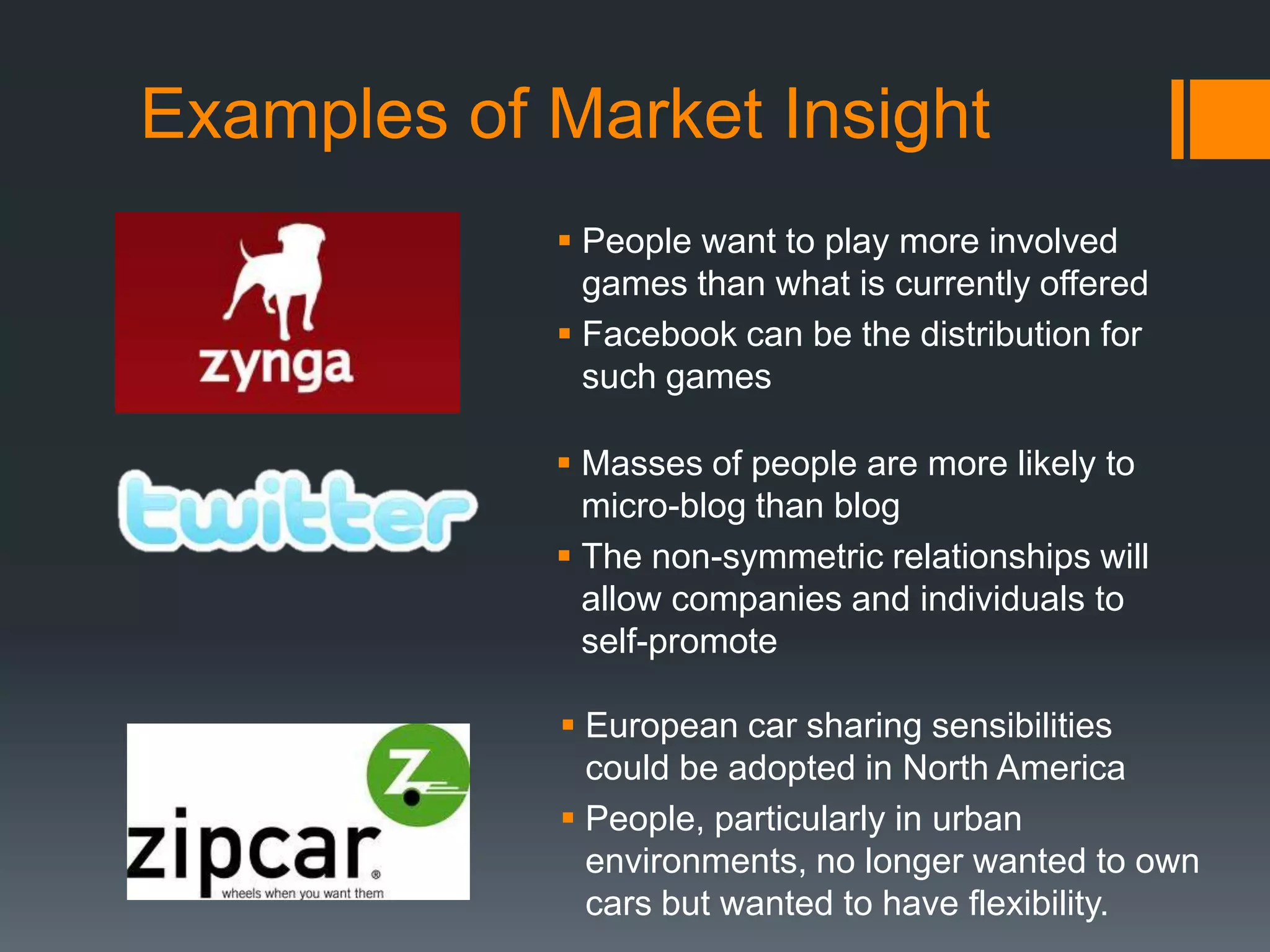 Technology and Market InsightMarket InsightValue chain disruptionDeregulationChanges in how people work, live and interact and what they expectTechnology InsightMoore’s LawNew scientific discoveriesTypically applies to hardware, clean techand biotech