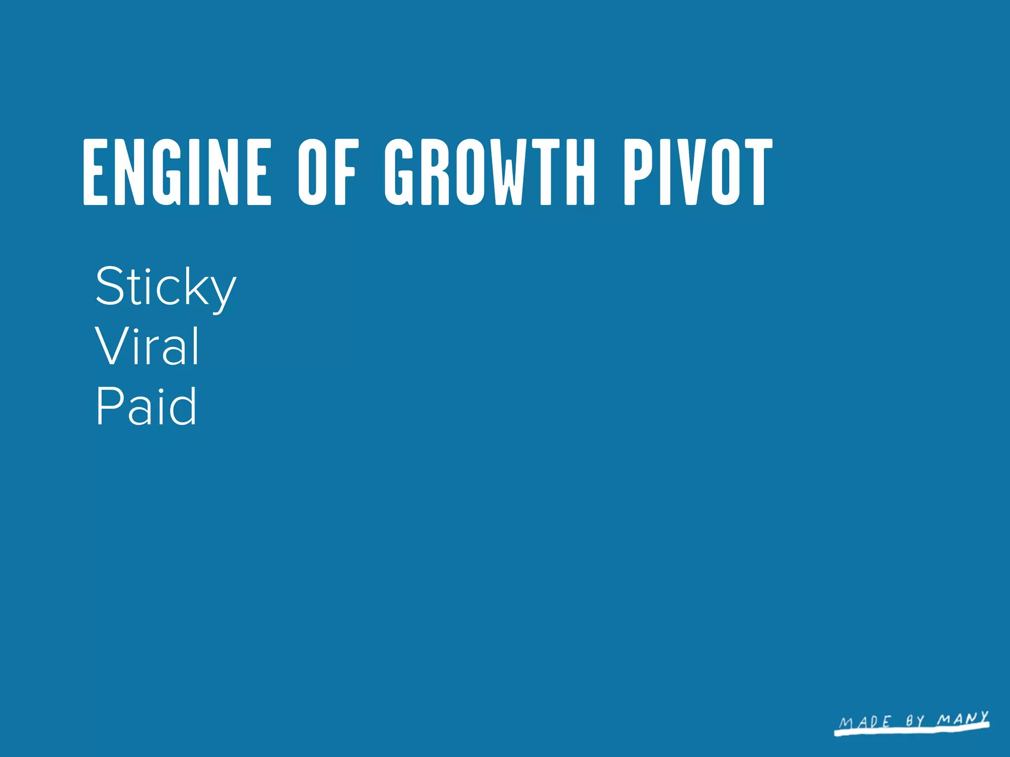 ENGINE OF GROWTH PIVOT
Sticky
Viral
Paid
 