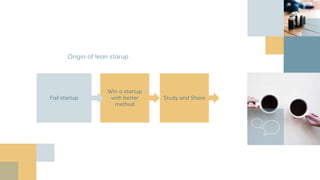 Origin of lean starup
Win a startup
with better
method
Fail startup Study and Share
 