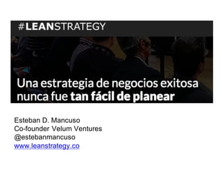 Esteban  D.  Mancuso
Co-­founder Velum  Ventures
@estebanmancuso
www.leanstrategy.co
 