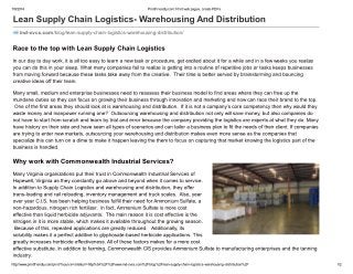 Lean supply chain logistics  warehousing and distribution