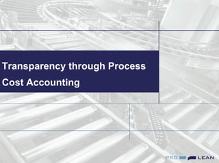 Lean Administration
Page 28
Transparency through Process
Cost Accounting
 