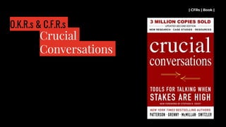 | CFRs | Book |
Crucial
Conversations
O.K.R.s & C.F.R.s
 