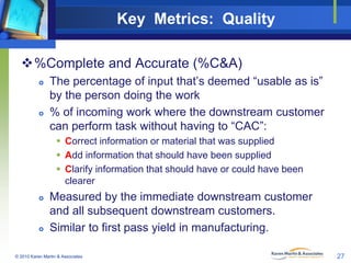 Key Metrics: Quality
%Complete and Accurate (%C&A)




The percentage of input that’s deemed “usable as is”
by the pers...