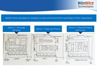 © 2010 WinWire Technologies
Option 1 : One page
Checkout
Option 2 : Step wise Process
Option 3 : Expand/Collapse
Information
Sketch some concepts on checkout screen and name them according to their importance
 