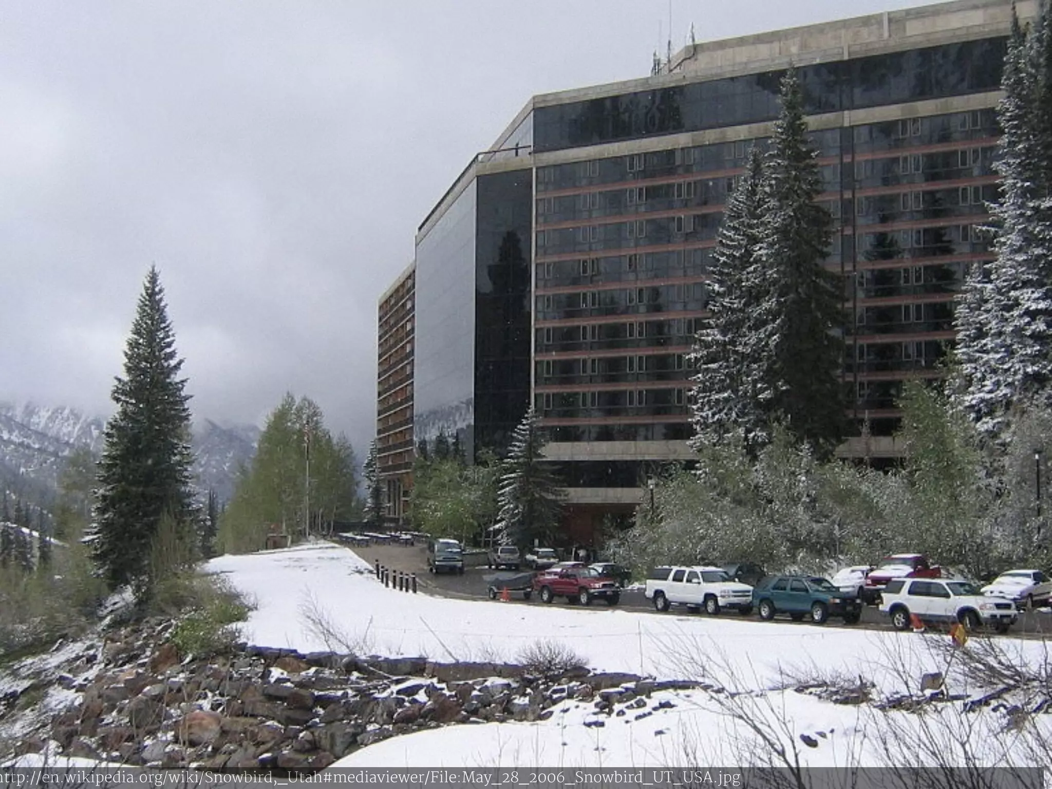 http://en.wikipedia.org/wiki/Snowbird,_Utah#mediaviewer/File:May_28_2006_Snowbird_UT_USA.jpg 
 