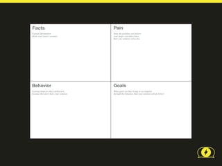 Avoid Leading Questions

   •     GOOD: Who, What, When, Where, Why, How

   •     BAD: Would you... Do you...

   •     The more you ask someone to imagine something,
         the less you can trust their data




@uxceo
 