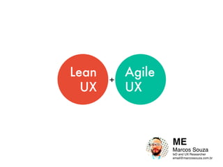 Lean
UX
Agile
UX
+
ME
Marcos Souza
IxD and UX Researcher
email@marcossouza.com.br
 