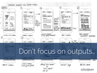 Don’t focus on outputs…
@lissijean
 