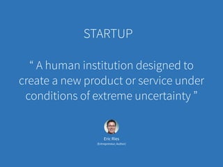 Marco Calzolari / Agile Reloaded / 2015
“ A human institution designed to
create a new product or service under
conditions of extreme uncertainty ”
Eric Ries
(Entrepreneur, Author)
STARTUP
 