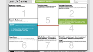 [wnc][wnc]
„Online-Banking - Self Service“
Anwender & Kunden-Mehrwerte
Was sind die (intrinsischen) Ziele unserer Kunden in diesem
Kontext? Für jede einzelne Persona. Was motiviert sie, unser
Produkt/ Service zu nutzen?
Beispiel:
(Personas —> Anforderungen unterschiedlicher Archetypen)
• PK - Schüler & Studenten (Early Adopter), 18-25 Jahre
• PK - Investment-Kunden 30-50 Jahre
• PK/ GK - Immobilienkäufer, 30-45 Jahre
 