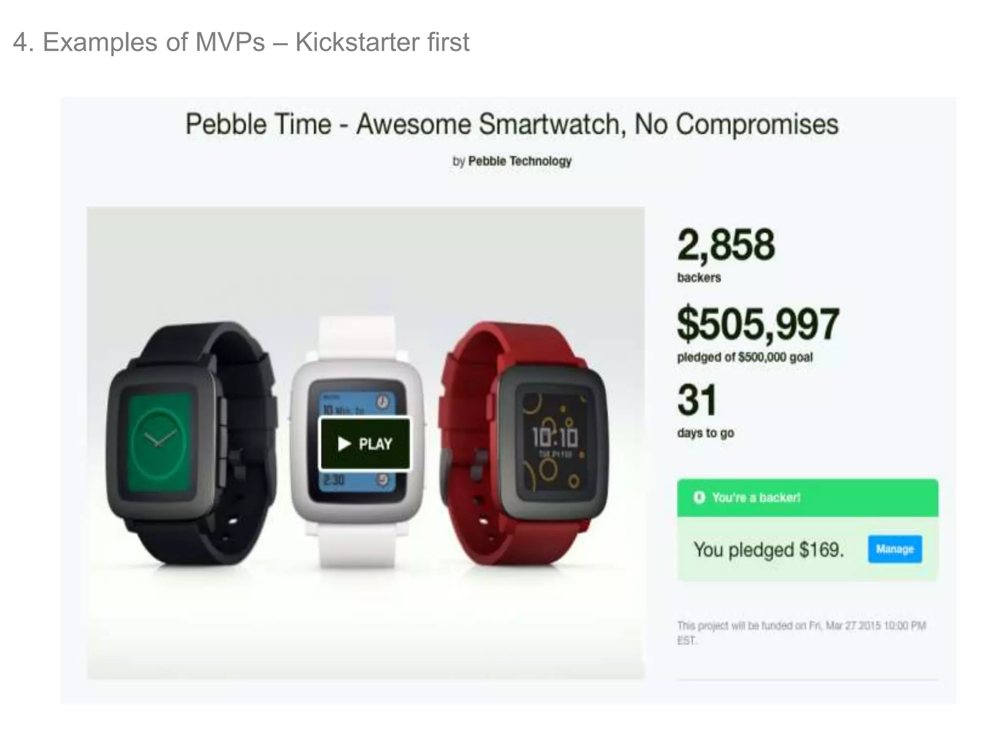 4. Examples of MVPs – Kickstarter first
 