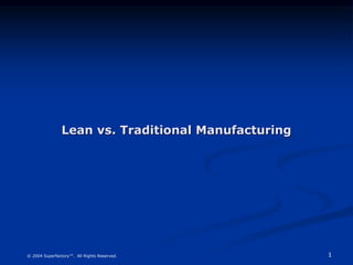 1
© 2004 Superfactory™. All Rights Reserved.
Lean vs. Traditional Manufacturing
 