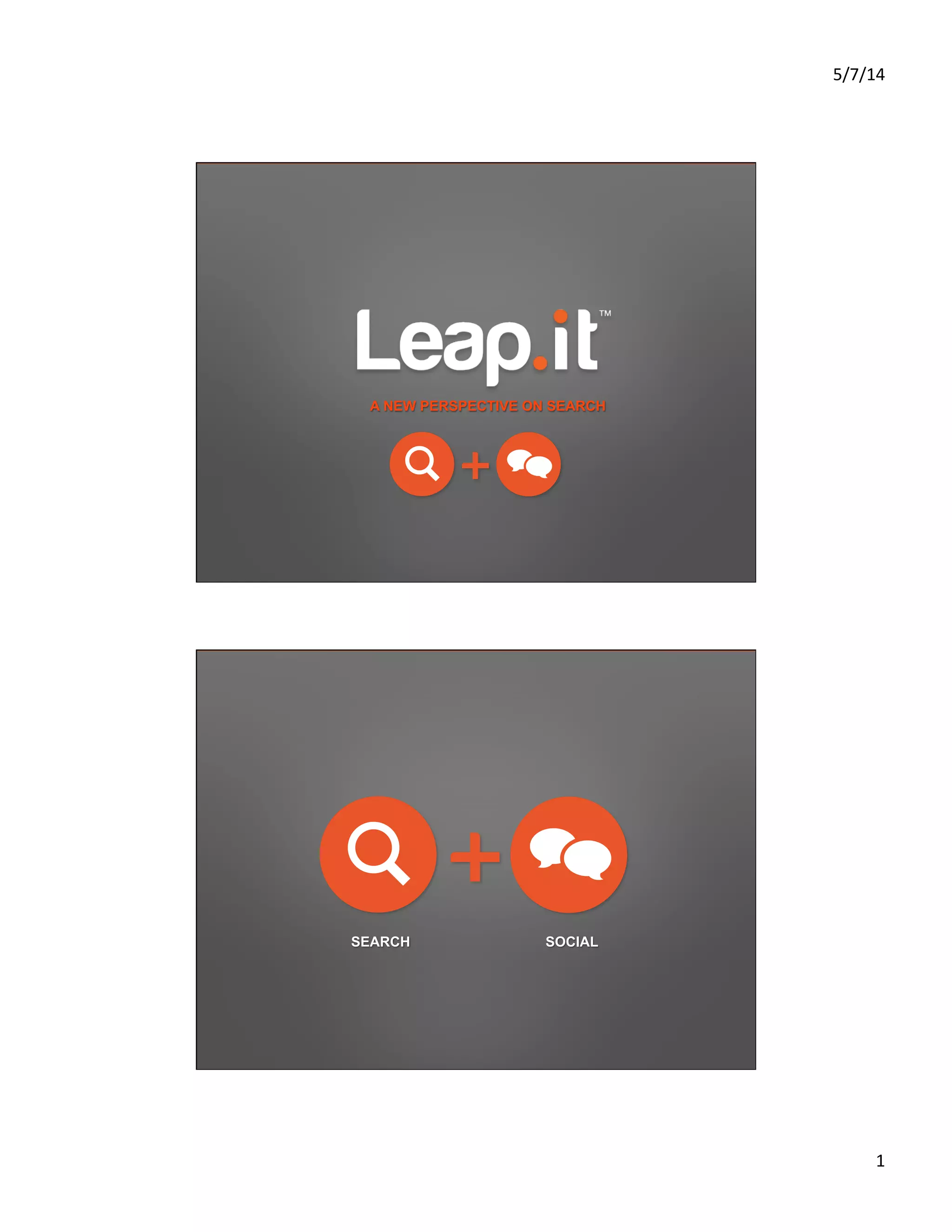 5/7/14	
  
1	
  
A NEW PERSPECTIVE ON SEARCH
SEARCH SOCIAL
 
