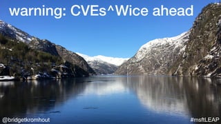 @bridgetkromhout #msftLEAP
warning: CVEs^Wice ahead
 