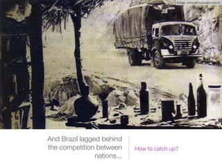 And Brazil lagged behind
the competition between
nations...    
How to recover the lost time?
image: www.lexicarbrasil.com.br
 
