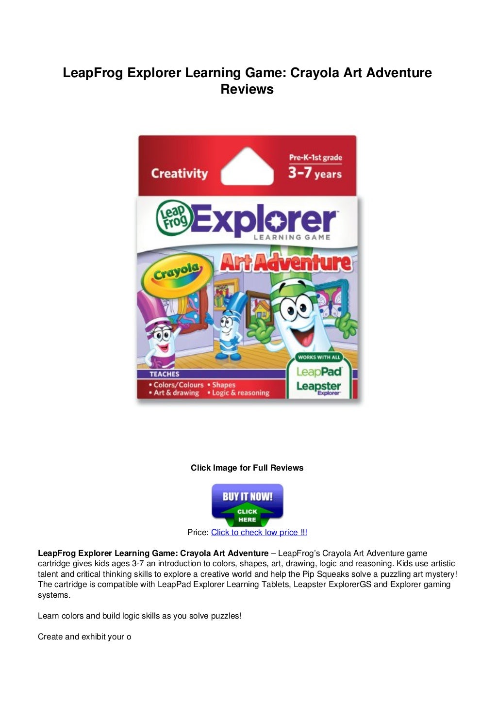 Leap frog explorer_learning_game_crayola_art_adventure_reviews