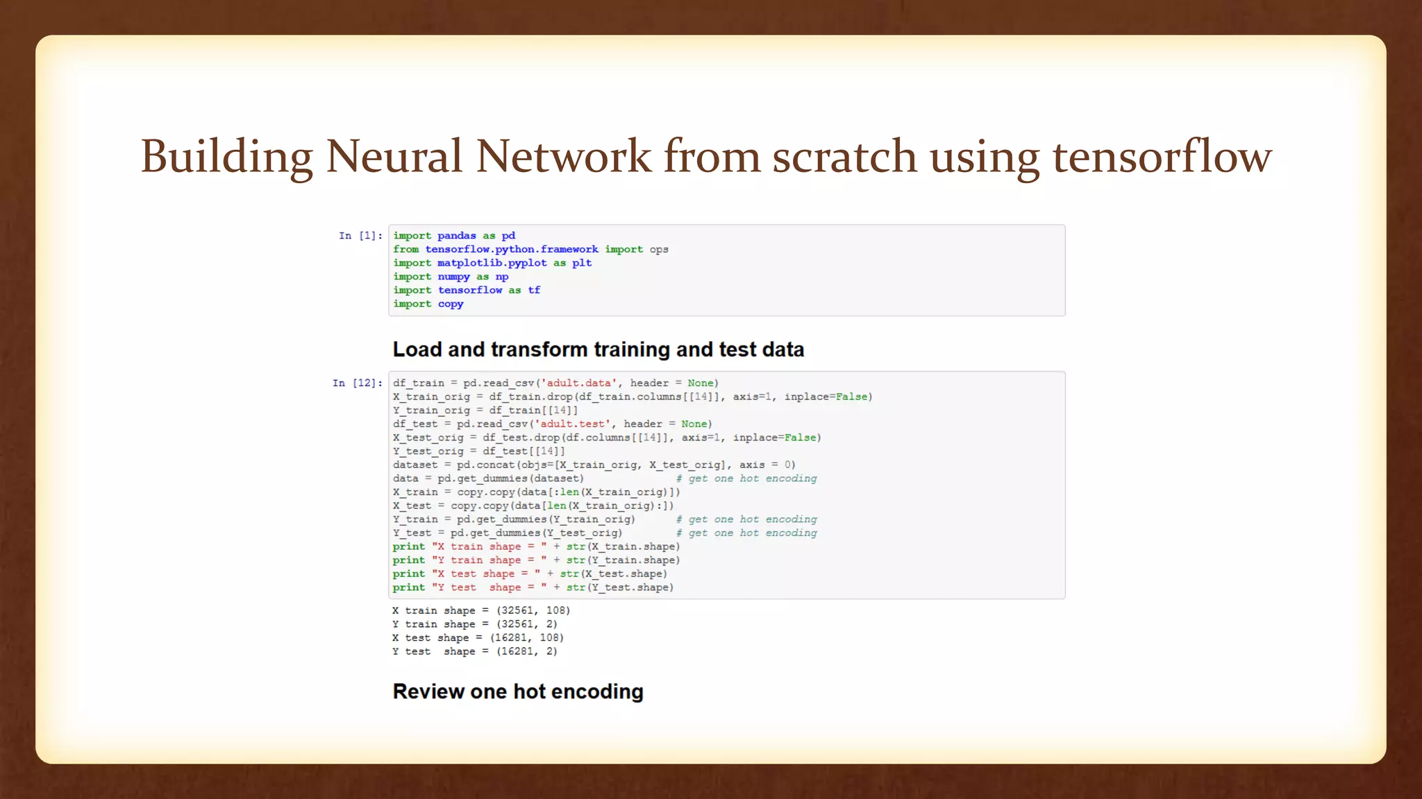 Building Neural Network from scratch using tensorflow
 