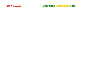 O’ Canada   Advance   Australia   Fair 