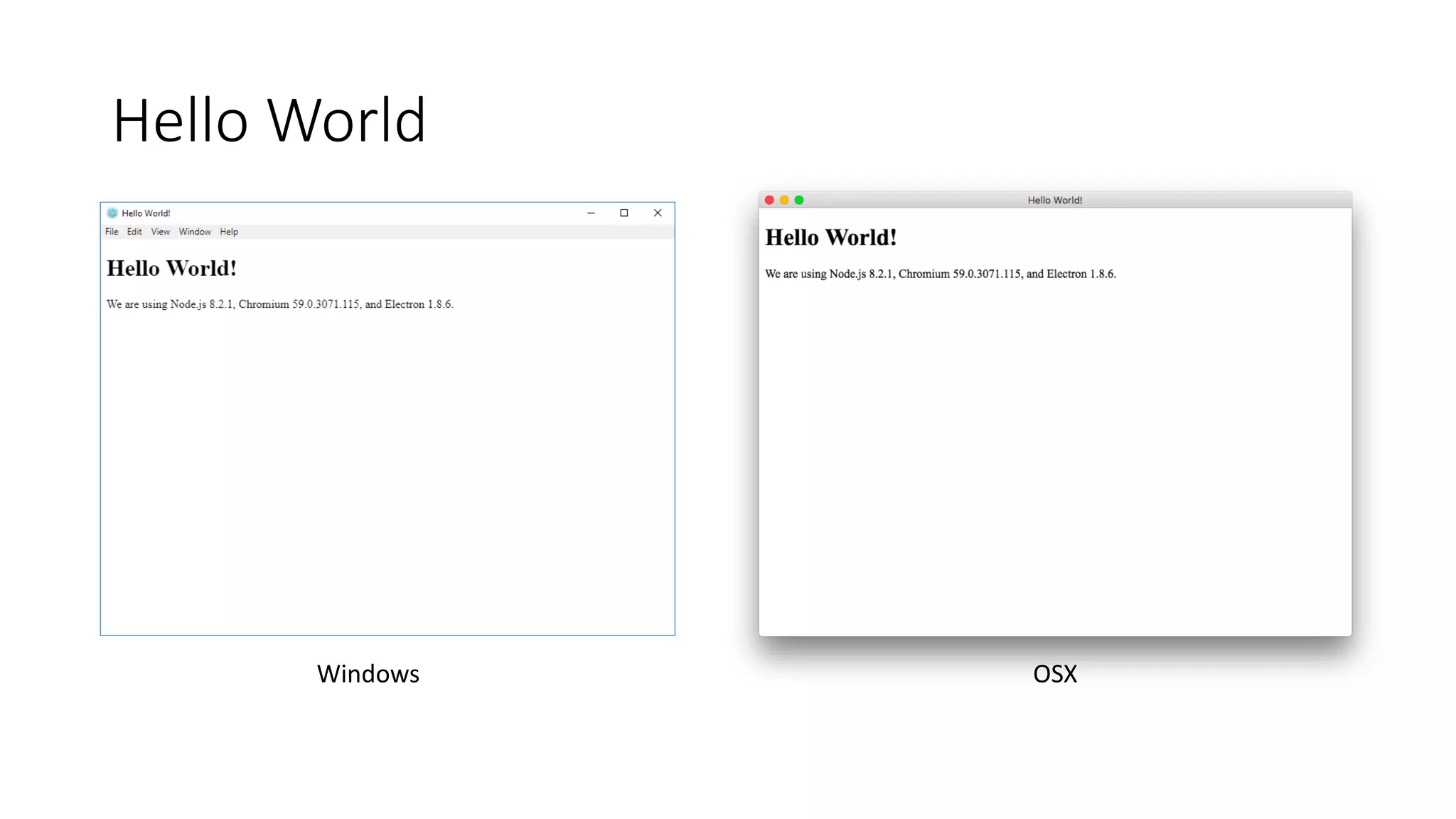 Hello World
Windows OSX
 