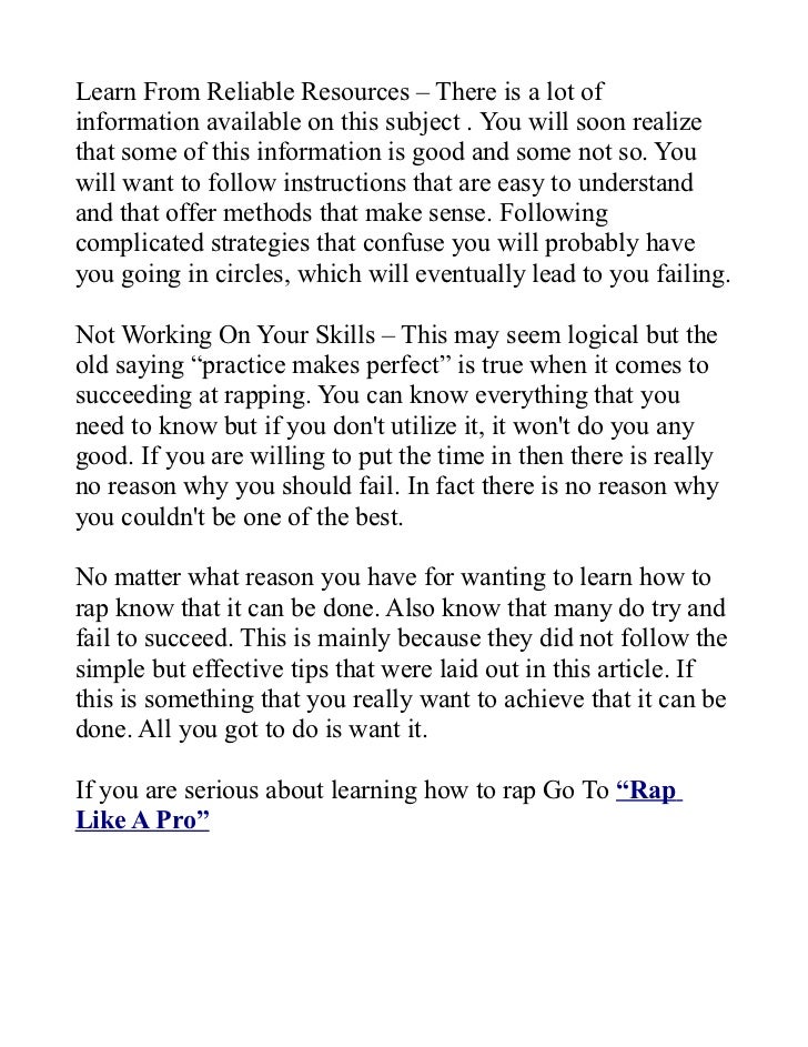 The Truth About Learning How To Rap Why Some Fail At It