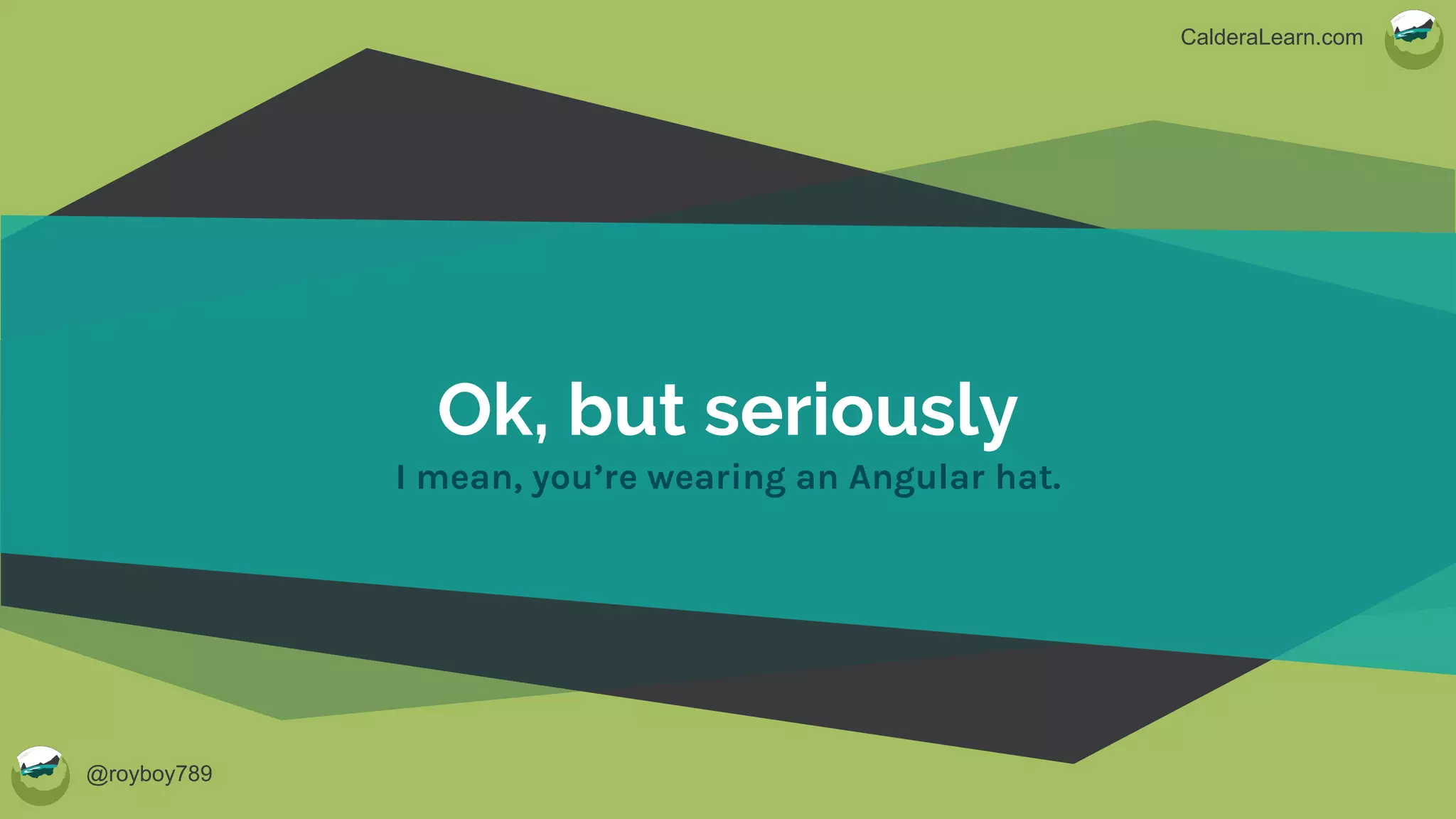 @royboy789
CalderaLearn.com
Ok, but seriously
I mean, you’re wearing an Angular hat.
 
