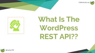 @royboy789
CalderaLabs.org
What Is The
WordPress
REST API??
 