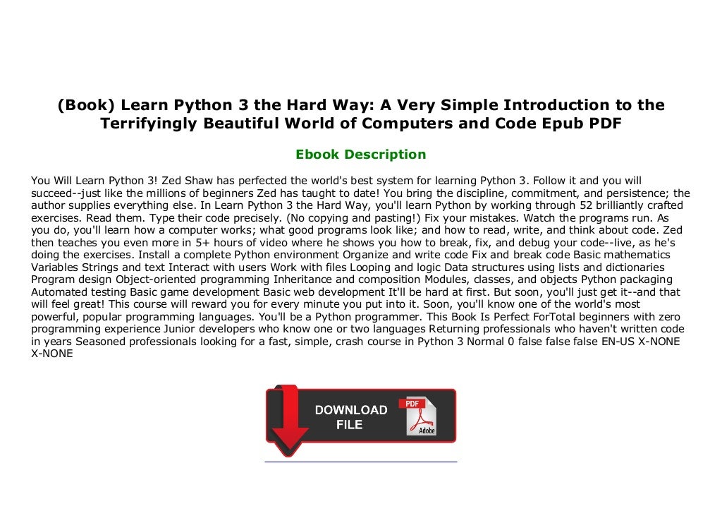 (Book) Learn Python 3 the Hard Way A Very Simple Introduction to the…