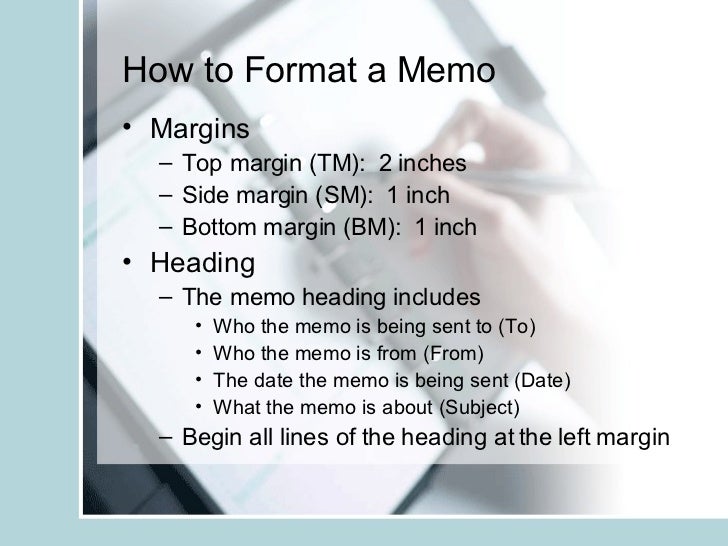 what is the format for a memo