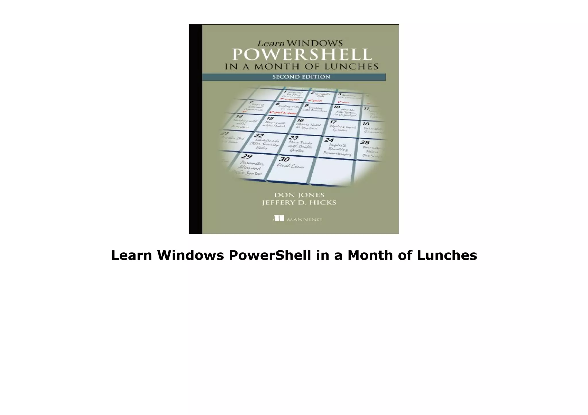 Learn Windows PowerShell in a Month of Lunches PPT