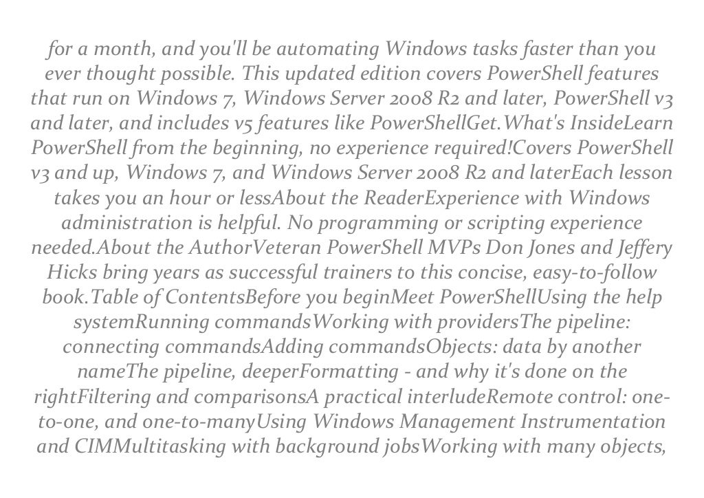 learn windows powershell in a month of lunches pdf