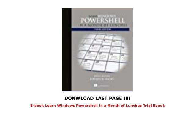 learn windows powershell in a month of lunches pdf