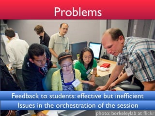 Problems




Feedback to students: effective but inefﬁcient
  Issues in the orchestration of the session
                             photo: berkeleylab at ﬂickr
 