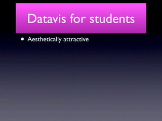 Datavis for students
• Aesthetically attractive
 