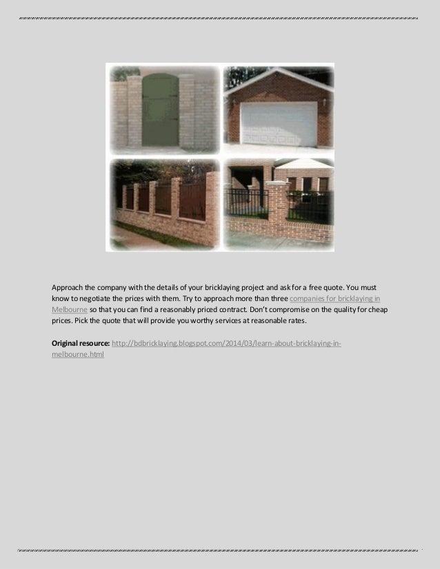 Learn About Bricklaying in Melbourne