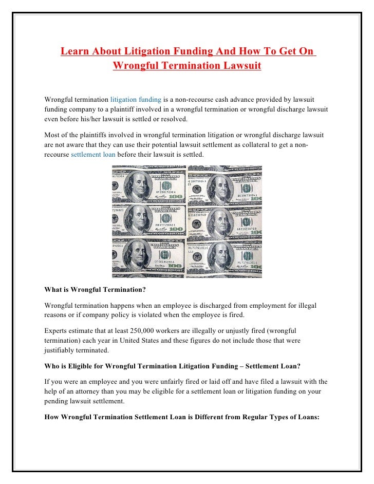 Learn About Litigation Funding And How To Get On Wrongful Termination